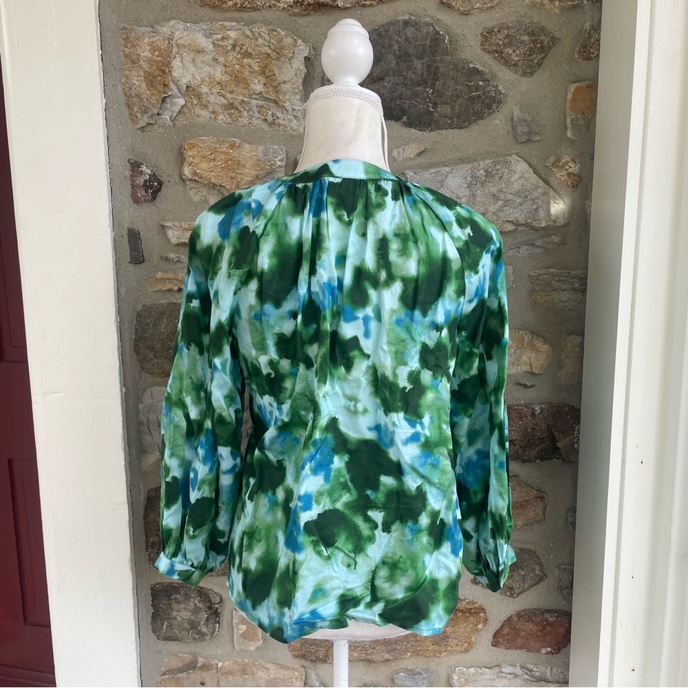TUCKERNUCK Deep Lagoon Luca Puff Sleeve Button Down Blouse $178 - Picture 11 of 16